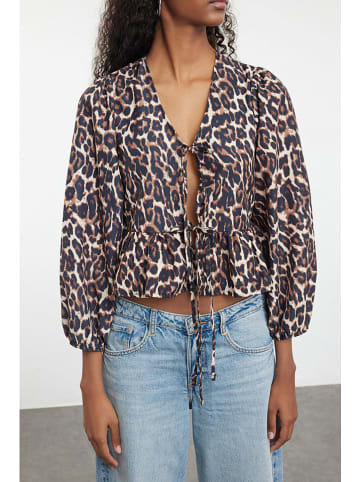 trendyol Blouse lichtbruin/Schwarz