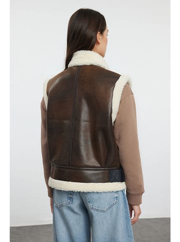 trendyol Kunstleren bodywarmer donkerbruin