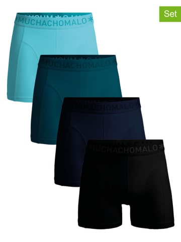 Muchachomalo 4er-Set: Boxershorts in Türkis/ Dunkelblau/ Schwarz