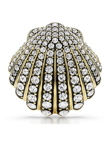 Swarovski Pozłacana broszka z kryształami