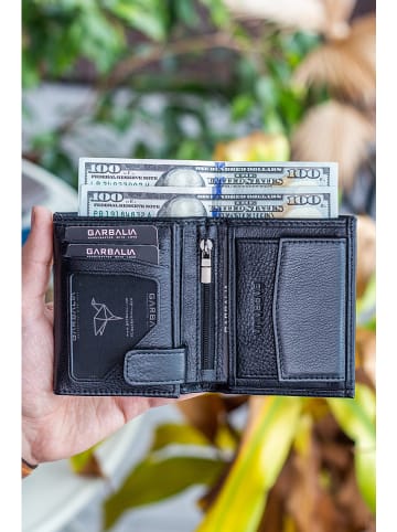 BAGmori Leren portemonnee zwart - (B)8 x (H)10 x (D)2 cm