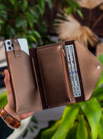 BAGmori Skórzany portfel w kolorze jasnobrązowym - 20 x 10 x 3 cm