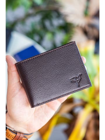 BAGmori Leder-Geldbörse in Braun - (B)11 x (H)8 x (T)2 cm