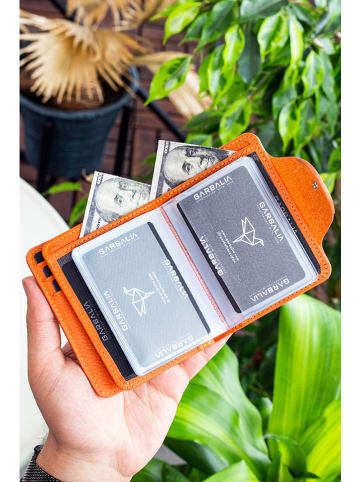BAGmori Skórzane etui w kolorze pomarańczowym na karty - 8 x 11 x 2 cm