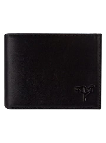 BAGmori Leder-Geldbörse in Schwarz - (B)11 x (H)8 x (T)2 cm