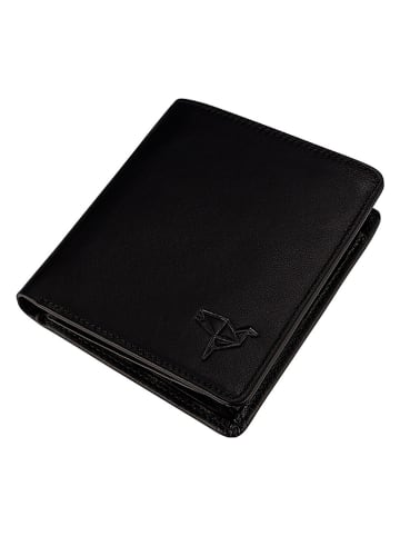 BAGmori Leren portemonnee zwart - (B)10 x (H)9 x (D)2 cm