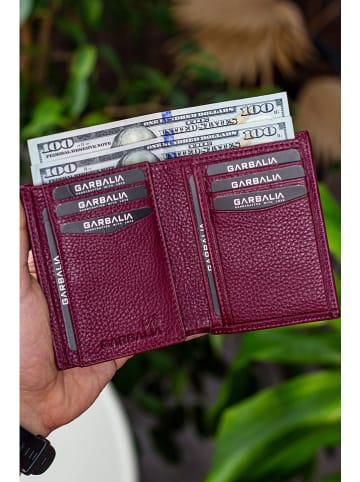 MORI Skórzany portfel w kolorze bordowym - 9 x 11 x 2 cm