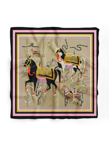 Lucky Bees Tuch in Khaki/ Bunt - (L)55 x (B)55 cm