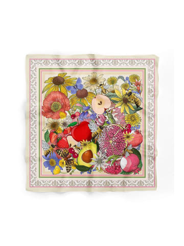 Lucky Bees Tuch in Beige/ Bunt - (L)55 x (B)55 cm