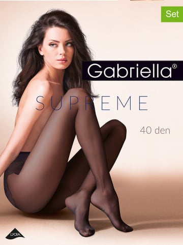 Gabriella Rajstopy (2 pary) "Supreme" w kolorze czarnym - 40 DEN