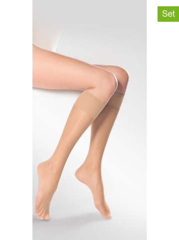 Gabriella 6er-Set: Kniestrümpfe in Beige - 15 DEN, 3 x 2 Paar