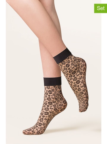 Gabriella 3er-Set: Socken "Caty" in Schwarz/ Hellbraun - 30 DEN