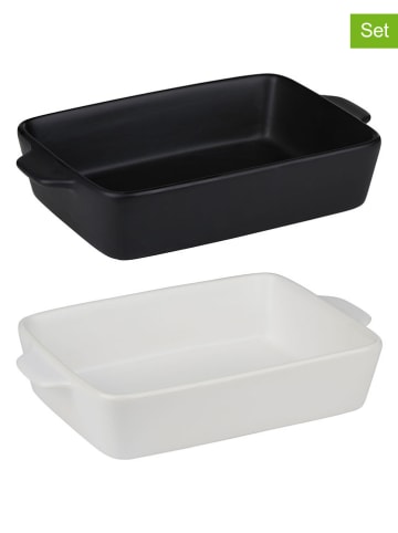 Alpina 2-delige set: ovenschalen wit/zwart - (B)28 x (H)18 x (D)6 cm