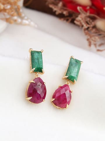 Pierres de Jade Vergold. Ohrstecker mit Edelsteinen