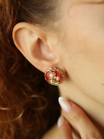 Pierres de Jade Vergulde oorstekers met parels