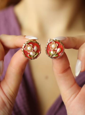 Pierres de Jade Vergulde oorstekers met parels