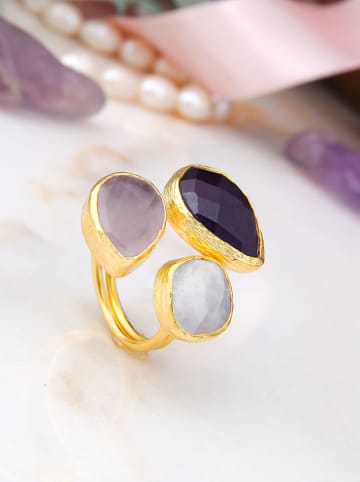 Pierres de Jade Vergulde ring met edelstenen