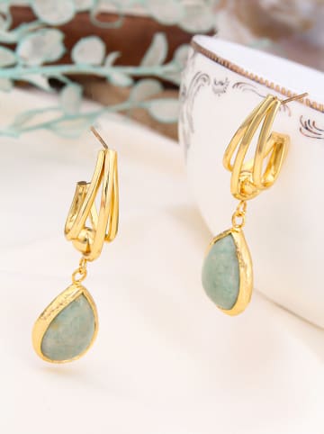 Pierres de Jade Vergold. Ohrstecker mit Edelsteinen