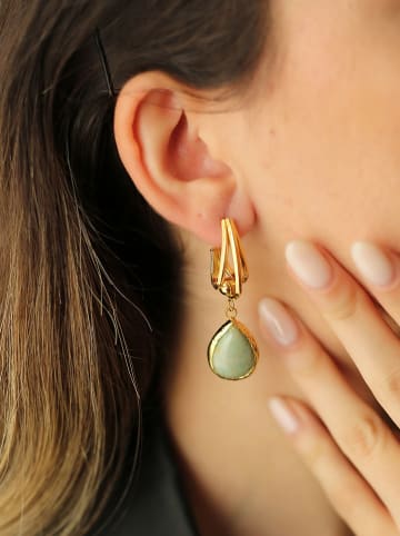 Pierres de Jade Vergold. Ohrstecker mit Edelsteinen