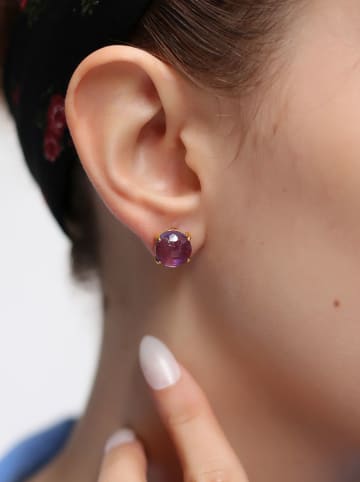 L'Atelier de Gaia Vergulde oorstekers met edelstenen