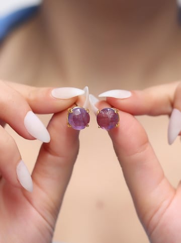 L'Atelier de Gaia Vergulde oorstekers met edelstenen