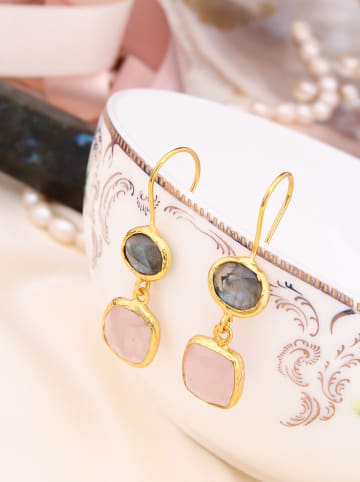 Pierres de Jade Vergulde oorhangers met edelstenen