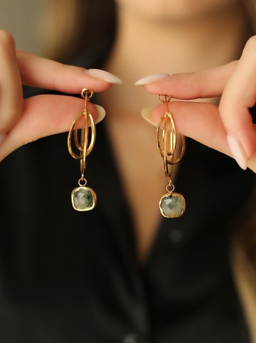 Pierres de Jade Vergulde oorstekers met edelstenen