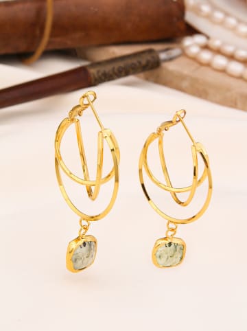 Pierres de Jade Pozłacane kolczyki-wkrętki z prehnitami