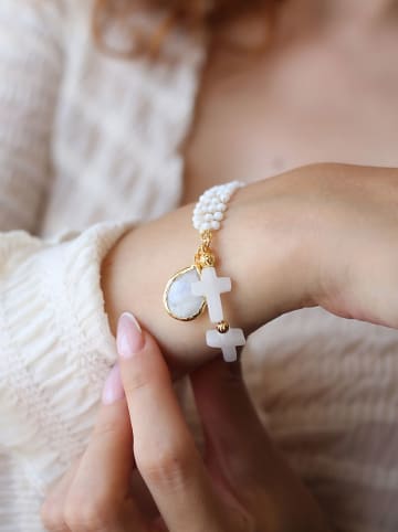 Pierres de Jade Vergold. Armkette mit Edelsteinen