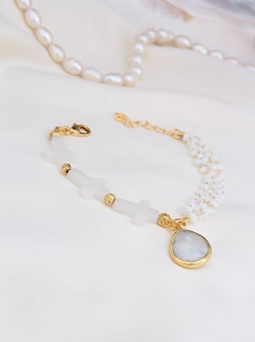 Pierres de Jade Vergold. Armkette mit Edelsteinen