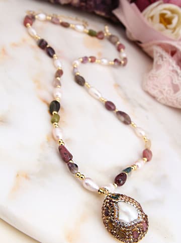 Pierres de Jade Vergulde ketting met sierelementen - (L)45 cm