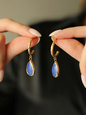 Pierres de Jade Vergulde oorstekers met edelstenen