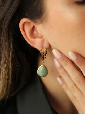 Pierres de Jade Vergold. Ohrstecker mit Edelsteinen