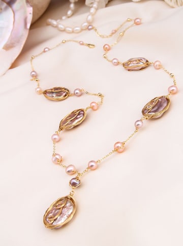 Pierres de Jade Vergulde ketting met sierelementen - (L)45 cm