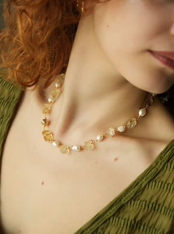 Pierres de Jade Vergulde ketting met sierelementen - (L)45 cm