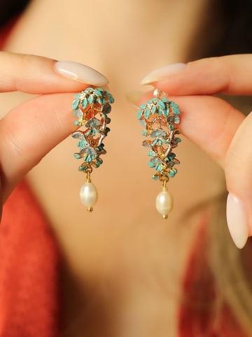 Pierres de Jade Vergulde oorstekers met parels