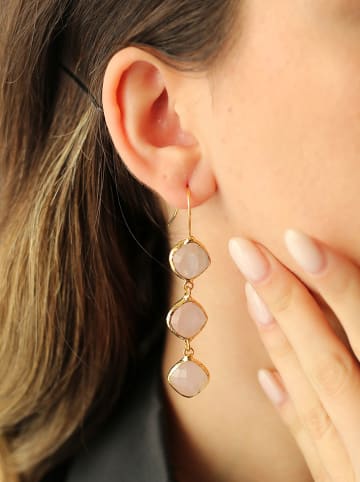 Pierres de Jade Vergold. Ohrhänger mit Edelsteinen