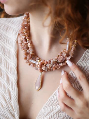 Pierres de Jade Vergulde ketting met sierelementen - (L)47 cm