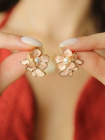 Pierres de Jade Vergulde oorstekers met parels