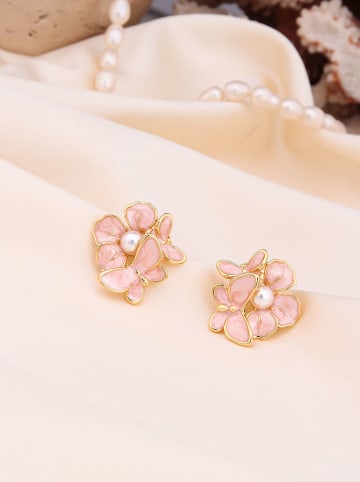 Pierres de Jade Vergulde oorstekers met parels