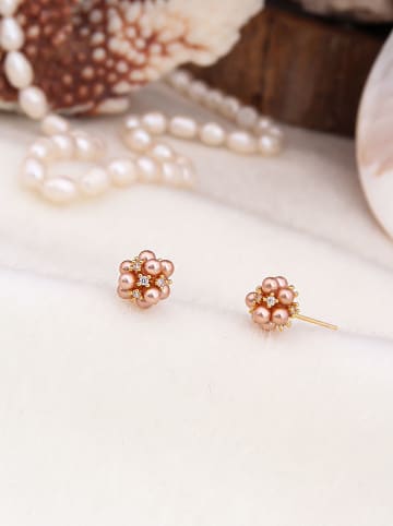 Pierres de Jade Vergold. Ohrstecker mit Perlen