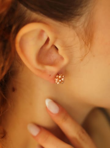 Pierres de Jade Vergulde oorstekers met parels