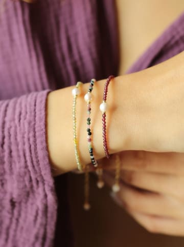 Pierres de Jade 3-delige set: vergulde armbanden met parels en edelstenen
