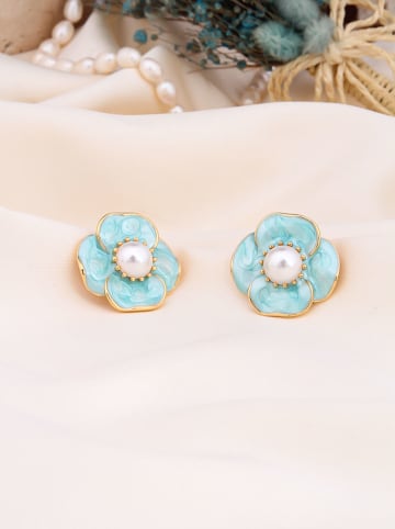 Pierres de Jade Vergulde oorstekers met parels