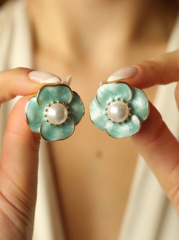 Pierres de Jade Vergulde oorstekers met parels