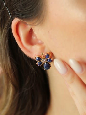 Pierres de Jade Pozłacane kolczyki-wkrętki z lapis lazuli