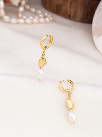 Pierres de Jade Pozłacane kolczyki z perłami