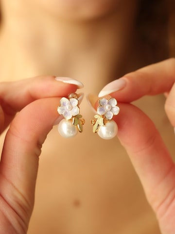 Pierres de Jade Vergold. Ohrstecker mit Perlen