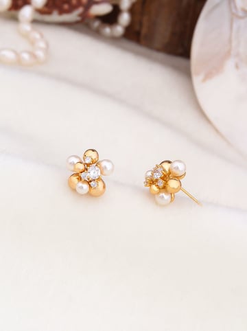 Pierres de Jade Vergulde oorstekers met parels en edelstenen