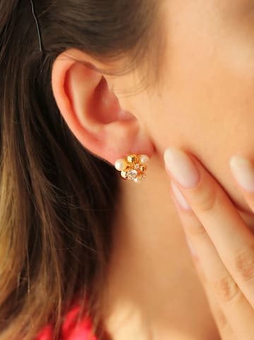 Pierres de Jade Vergulde oorstekers met parels en edelstenen